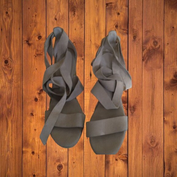 Aldo Women's Size 9 Beige Suede Espadrille Ankle Tie Wedge Heel Open Toe Sandals - Picture 3 of 6